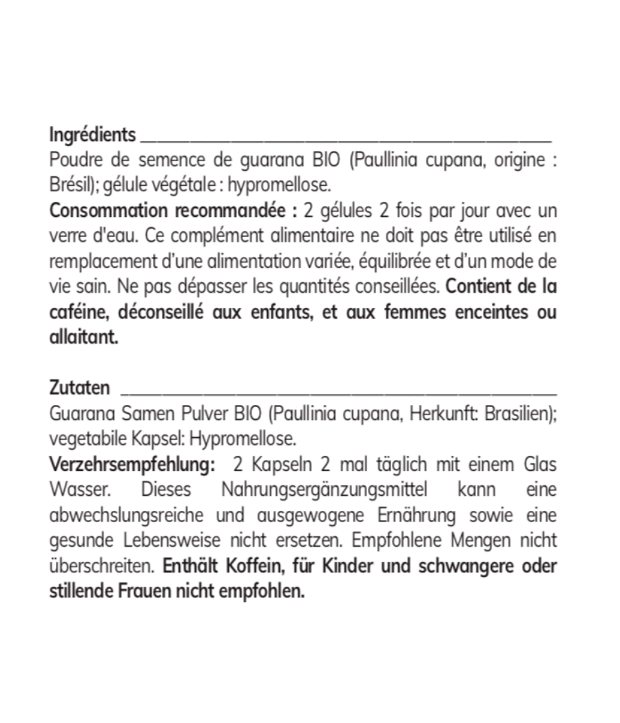 Guarana BIO 120 gel. 350 mg