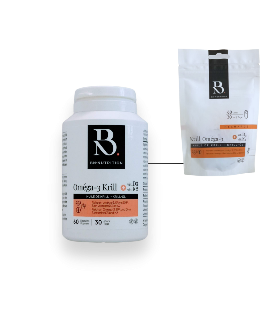 Krill + Vitamine D3 et K2 60 caps. 500 mg Krill + Vitamine D3 et K2 60 caps. 500 mg