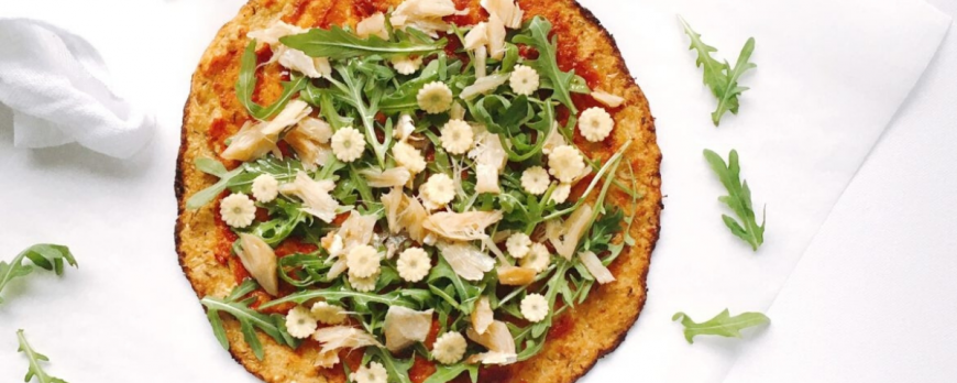 Healthy pie with a cauliflower-based crust