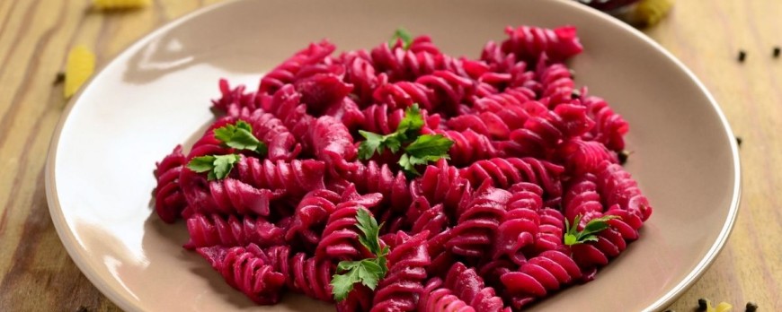 Pasta with beet pesto